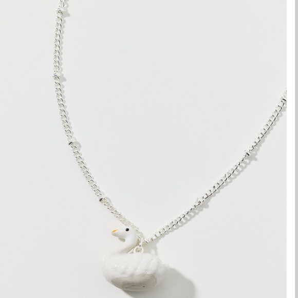 UO Ceramic Swan Charm Necklace - Picture 2 of 4